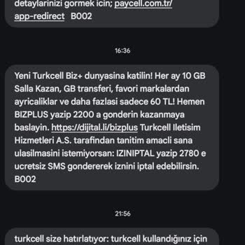 Turkcell'den Gelen Şüpheli Mesajlar