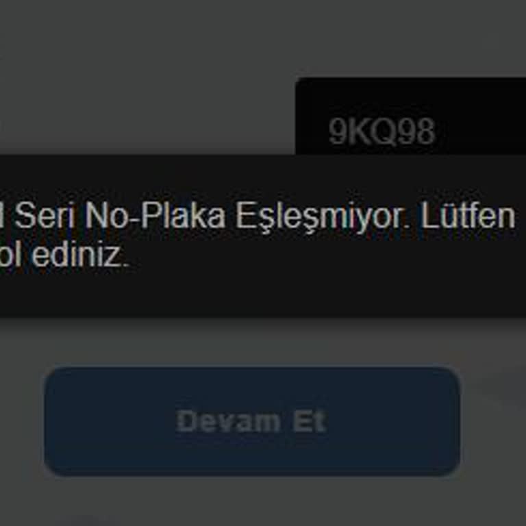 Tüvtürk Randevu Sistemi Hatası: Tescil No Ve Plaka Eşleşmiyor