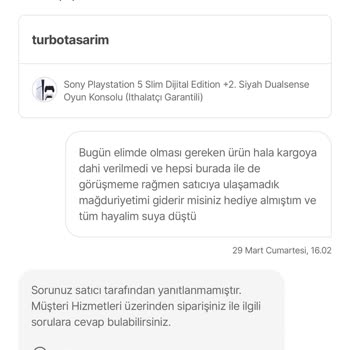 Teslim Edilmeyen Hediye Ve Yetersiz Müşteri Hizmetleri