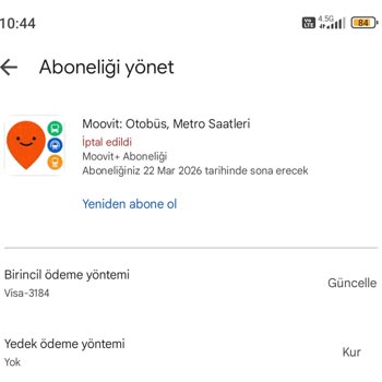 Moovit Üyelik Ücreti İadesi Sorunu