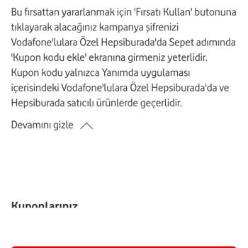 Vodafone Premium Hepsiburada İndirimi Kullanılamıyor