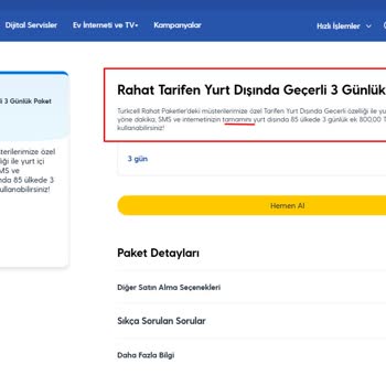 Yurt Dışı Paketinde Eksik İnternet Kullanımı Sorunu
