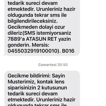 Atasun Optik'ten Sipariş Verdiğimiz Lensler Hala Gelmedi