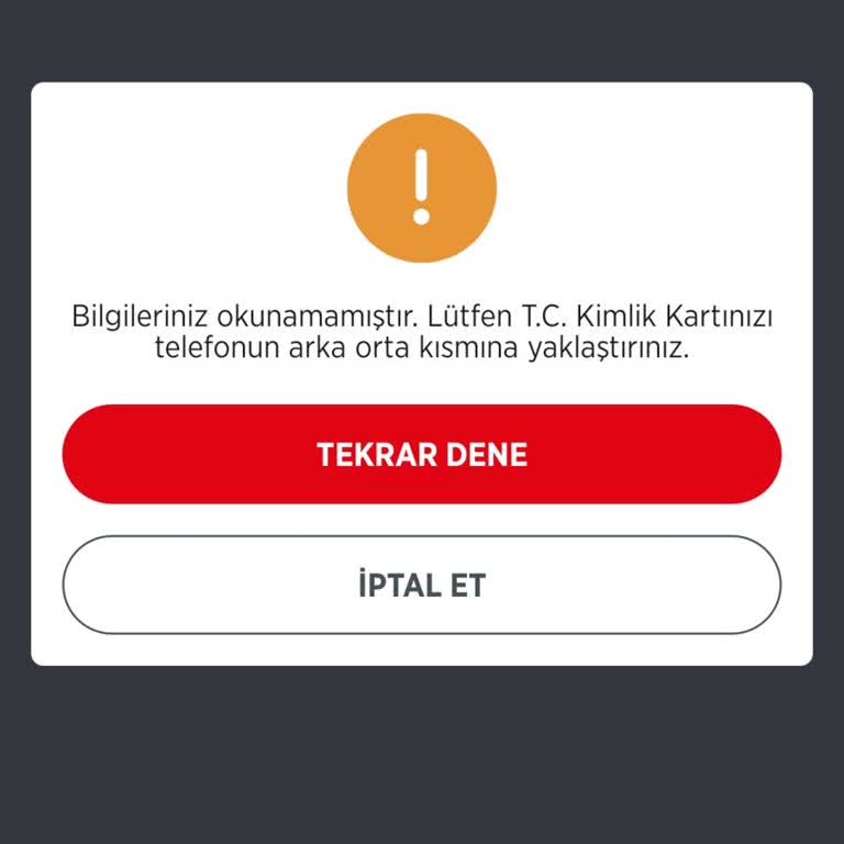 Ziraat Mobilde NFC Kimlik Okuma Sorunu