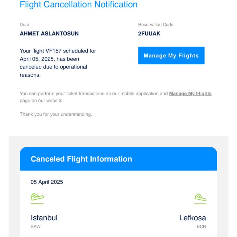Uçuş İptali Ve Yetersiz Bilgilendirme Mağduriyeti