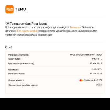 Yanlış Sipariş İadesi Bekleniyor: Bankada Görünmüyor