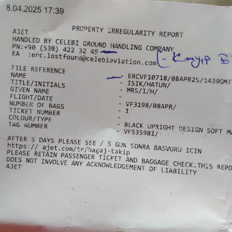 Kayıp Bagaj Ve Yetersiz İletişim Sorunu