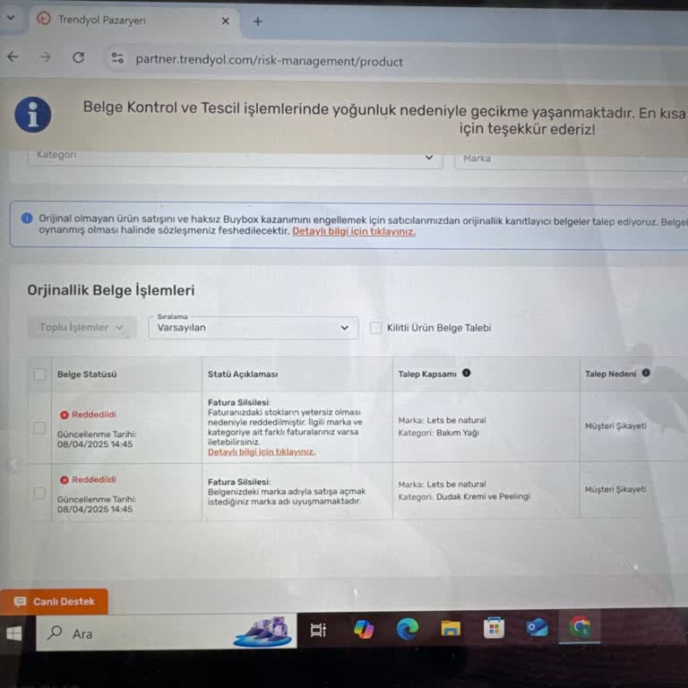 Trendyol'da Ürün Kilitlenmesi Ve Çözüm Eksikliği
