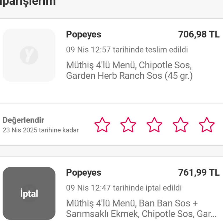 Yemek Siparişi İptali Ve İade Sorunu