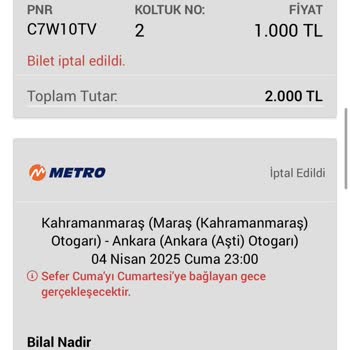 Geciken Bilet İadesi Sorunu