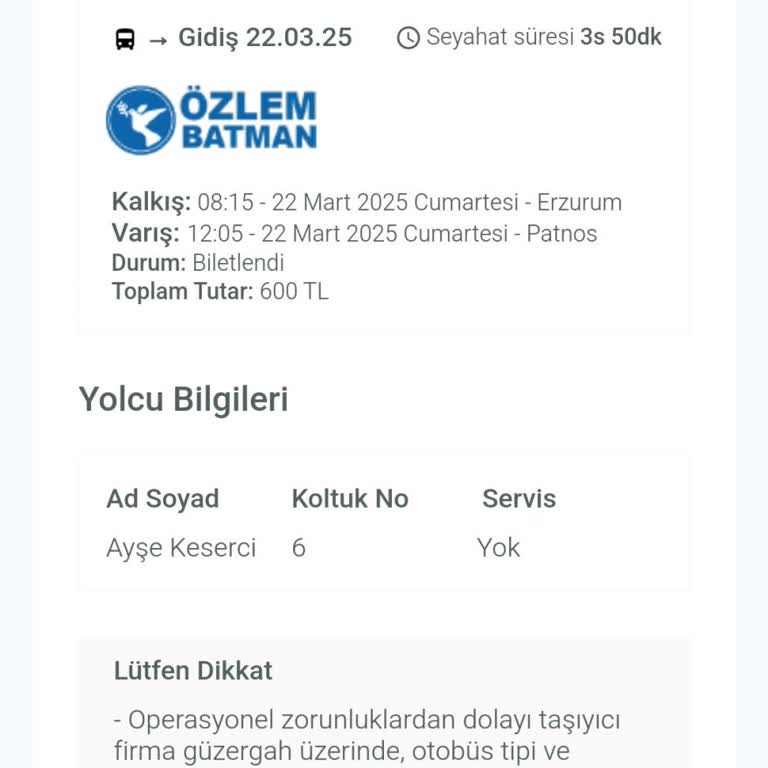 Otobüs Bileti İadesi Sorunu