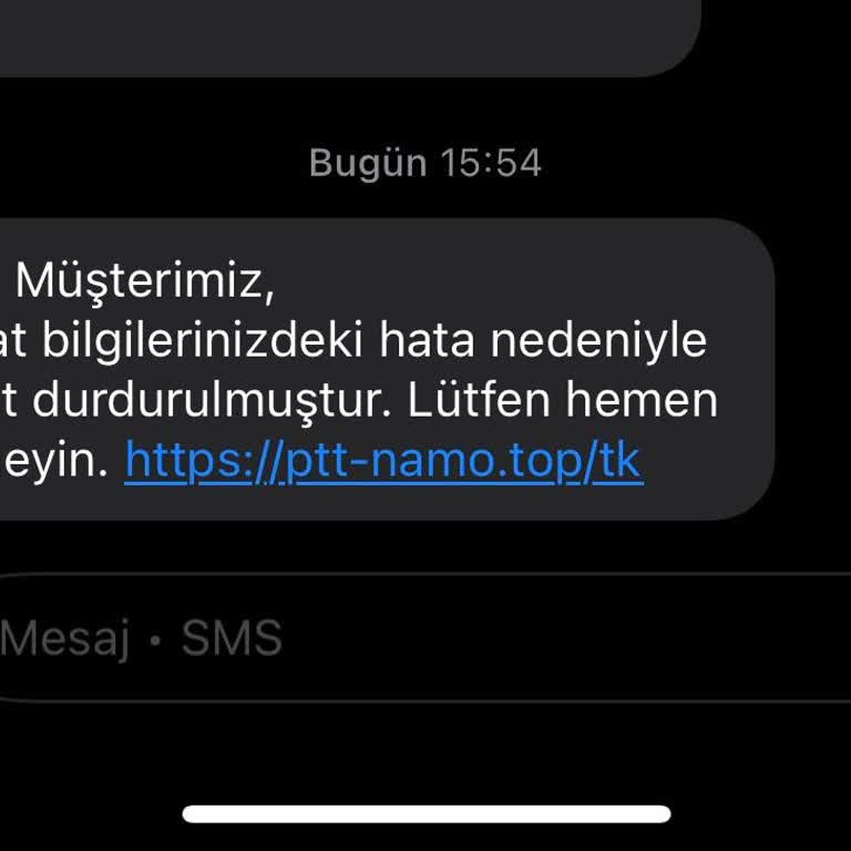 PTT Adına Gelen Şüpheli Mesaj