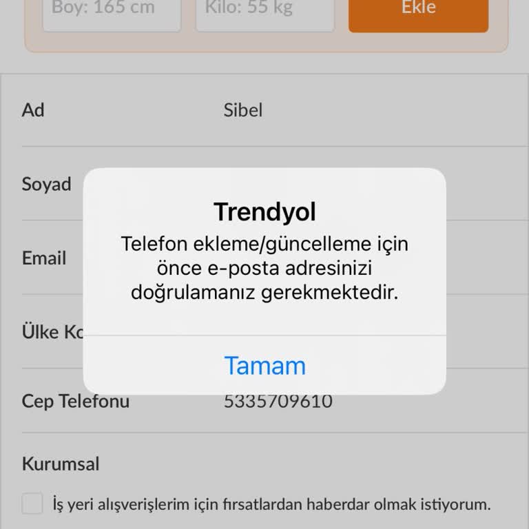 Telefon Numarası Güncellenemiyor, Siparişler Geri Dönüyor