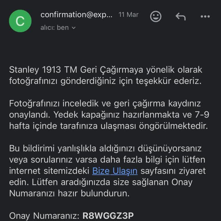 Stanley Kapak Değişimi Kargosu Hala Ulaşmadı