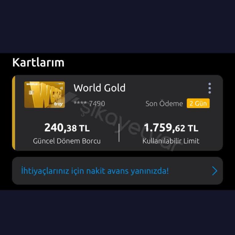 Yapı Kredi World Gold Kartı Üyelik Aidatı Haksız Kesintisi