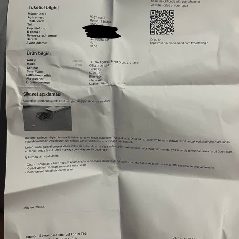 Şarj Kablosu Garanti Sorunu Ve İletişimsizlik