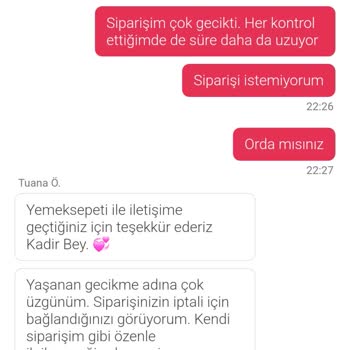 Yemek Sepeti'nde Teslimat Süresi Hayal Kırıklığı
