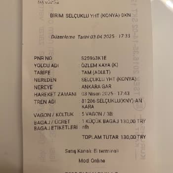 Hızlı Tren Ekstra Bagaj Ücreti Mağduriyeti