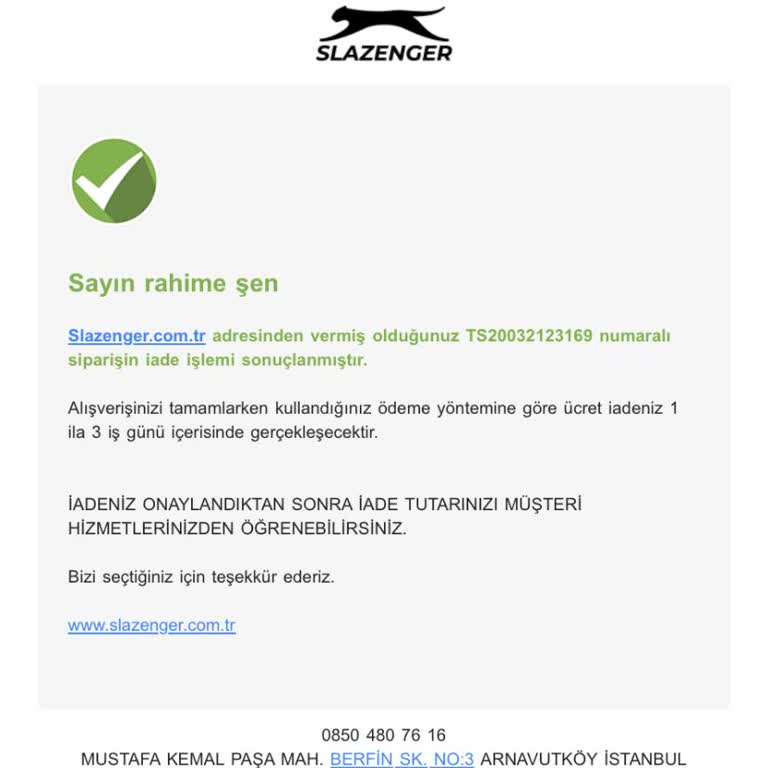 Slazenger'dan İade Sürecinde Kargo Ücreti Sorunu