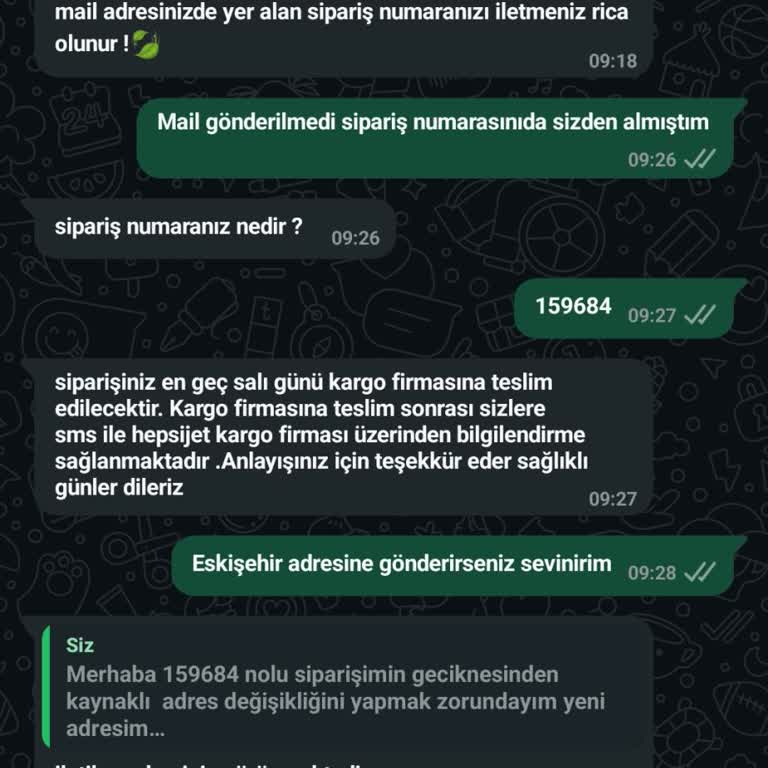 Sipariş Adres Değişikliği Ve İade Talebi