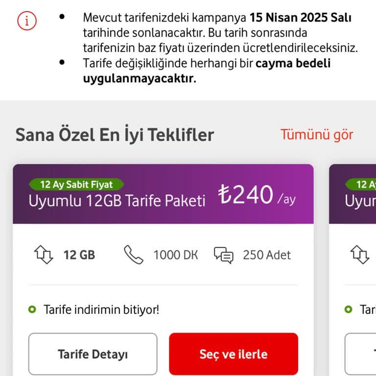 Vodafone'un Yüksek Fiyatlı Tarifeleri Müşterileri Zorluyor