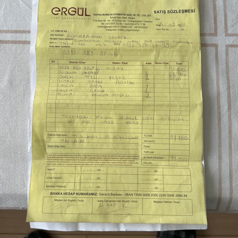 Ergül Mobilya'da Teslimat Sorunları Ve İlgisizlik