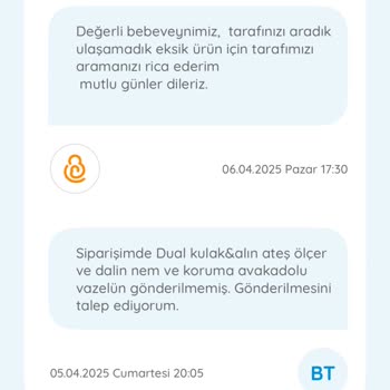 Siparişimdeki Ateş Ölçer Gönderilmedi