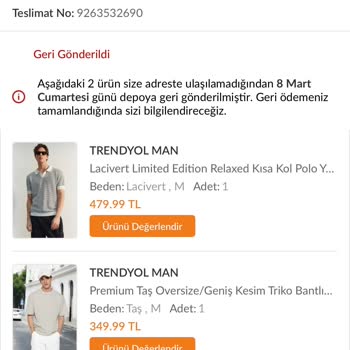 Trendyol Milla'dan Aldığım Ürünlerin İadesi Hala Yapılmadı