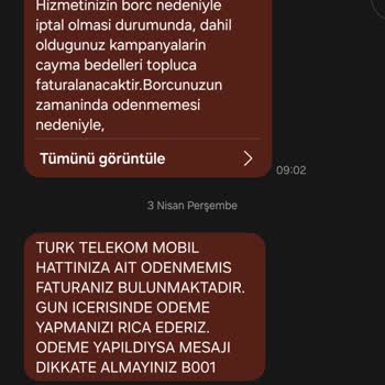 Yanlış Kişiye Ait Fatura Mesajları Sorunu