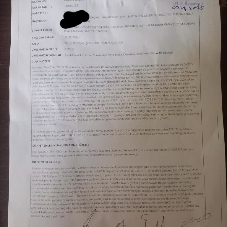 Vodafone'un İptal Edilmeyen Hattı Ve Bitmeyen Faturalar