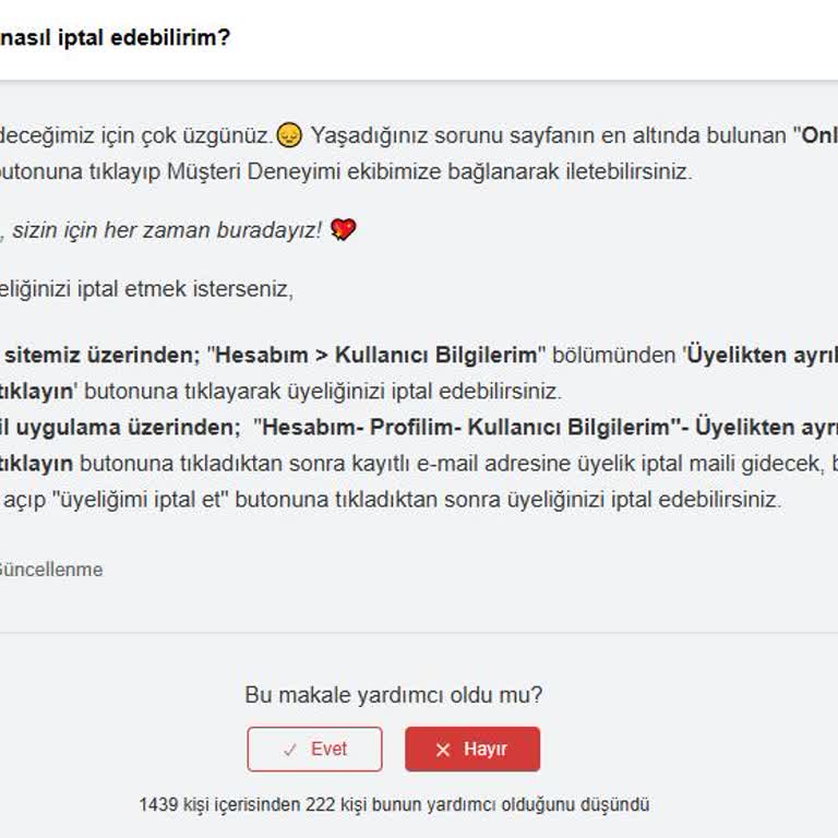 İptal Edilen Biletin Tam İadesi Ve Üyelik İptal Sorunu