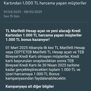 TEB Bonus Kart Promosyonu Hayal Kırıklığı