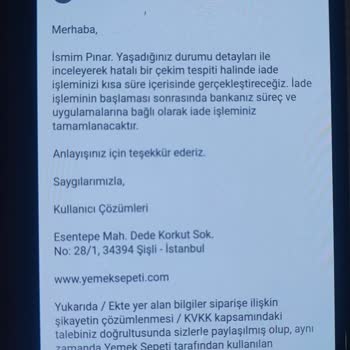 Yemek Sepeti'nde Sipariş Sorunu Ve İade Belirsizliği
