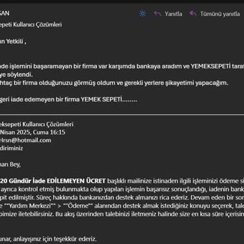 Yemek Sepeti'nde Sipariş Sorunu Ve İade Belirsizliği