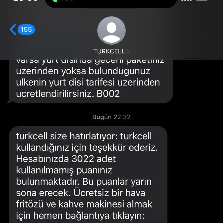 Turkcell Şüpheli Mesaj Ve Yetersiz Bilgilendirme!