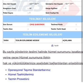Kargomun Çıkış Şubesinde Bekletilmesi Sorunu
