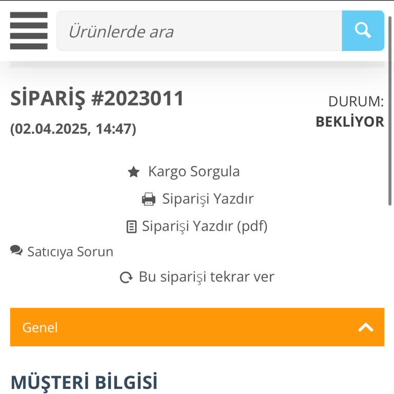 Sipariş Bilgisi Ve İade Talebi Hakkında İletişim Sorunu