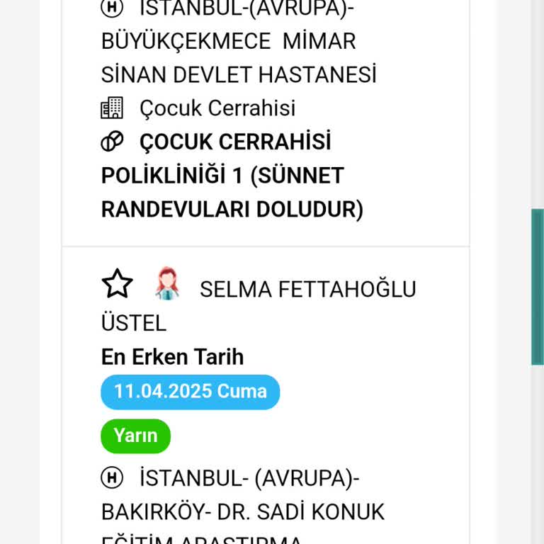 Sünnet Randevusu Alamama Sorunu