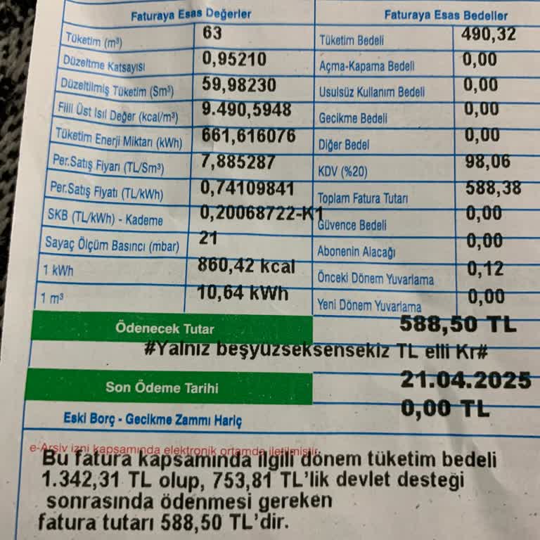 Faturada Yanıltıcı Tutar Ve Anlaşılmaz Destek İfadesi