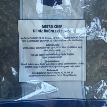 Metro Grossmarket Dondurulmuş Deniz Ürününde Beklenmedik Yabancı Madde Sorunu
