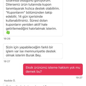 Eksik Ürün Teslimatı Ve Yetersiz Çözüm
