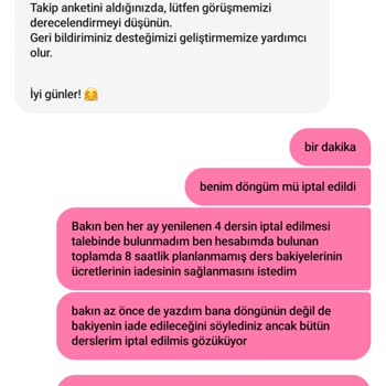 Ders Bakiyelerim İade Edilirken Aboneliklerim İptal Edildi