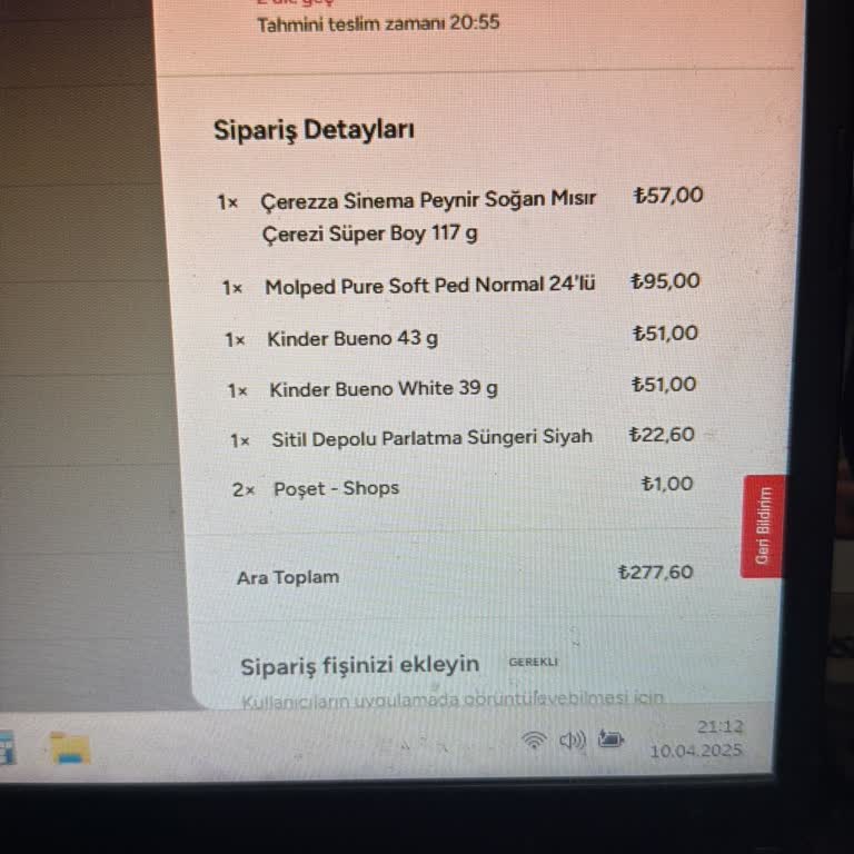 Kuryenin Uygunsuz Tavrı Ve Sipariş Masası Eksikliği