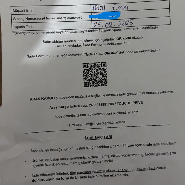 Touche'den Alışverişte İade Sürecinde Yaşanan Hayal Kırıklığı