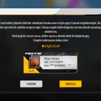 Garena Free Fire Haksız Hesap Kapatma Ve Derece Kaybı