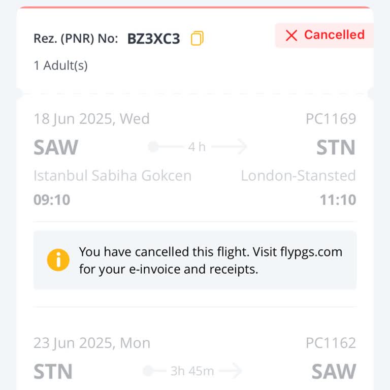 Pegasus Bilet İptal Hatası Ve Mağduriyet