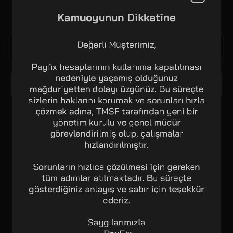 Payfix'te Para Çekme Sorunu ve Acil Çözüm Beklentisi