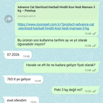 Zoompet.com.tr Üzerinden Yapılan Alışverişte Sorun