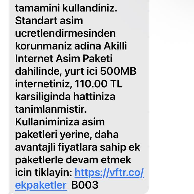 Vodafone Gece Yarısı Gelen Fatura Şoku