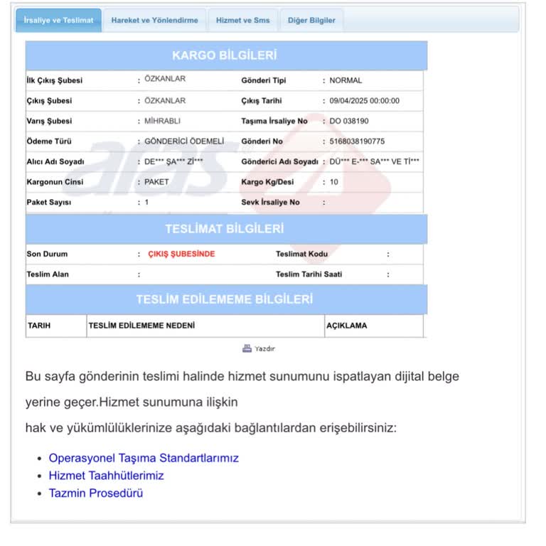 Kargo Teslimatı Yapılmayan Sipariş Ve İade Talebi